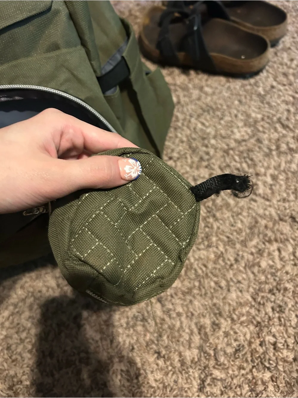 Amazon Olive Green Baby Diaper Backpack with Tan Accents